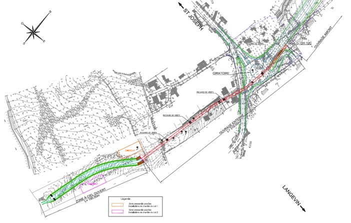 Plan de l’ouvrage hydraulique exutoire de Bois-Noirs et du giratoire G9